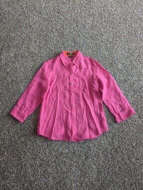 Lauren Ralph Lauren 100% Linen Button Down Shirt Size PS Pink